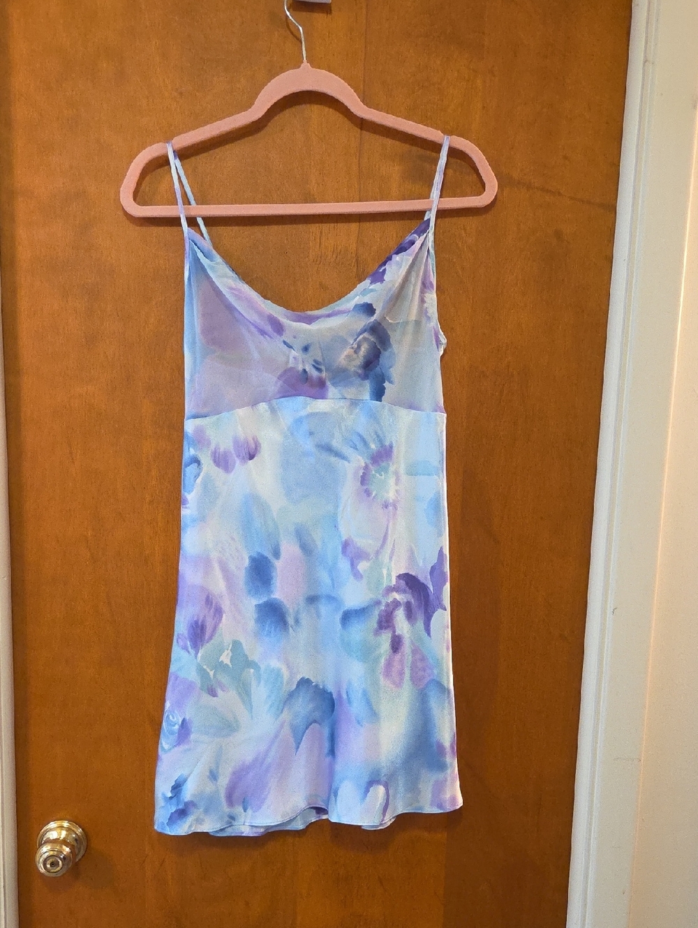 Silky Pastel Floral Slip Chemise - Lavender & Blue